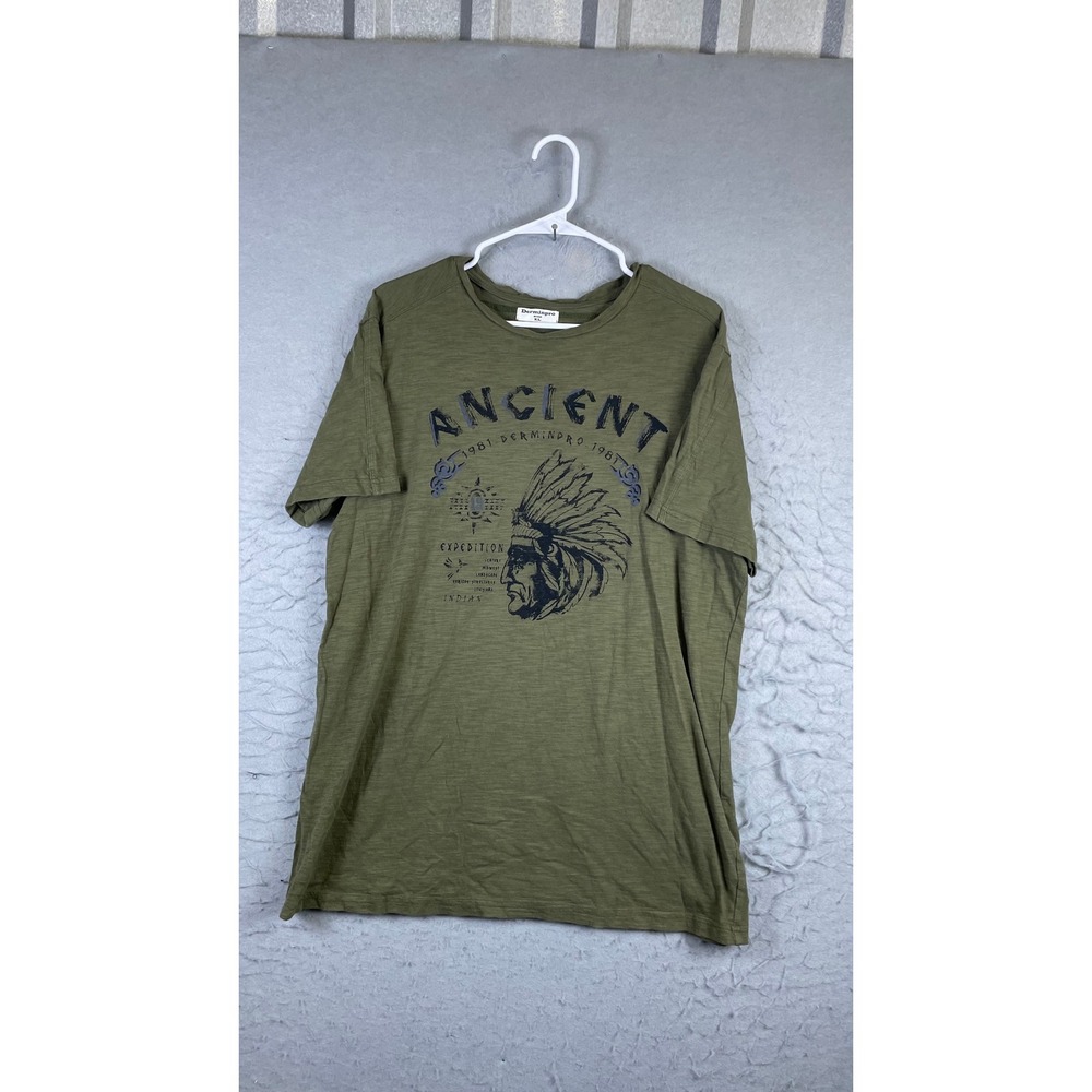 Derminpro Graphic T-Shirt Mens XL Olive Green Excellent Ancient Expedition Slub